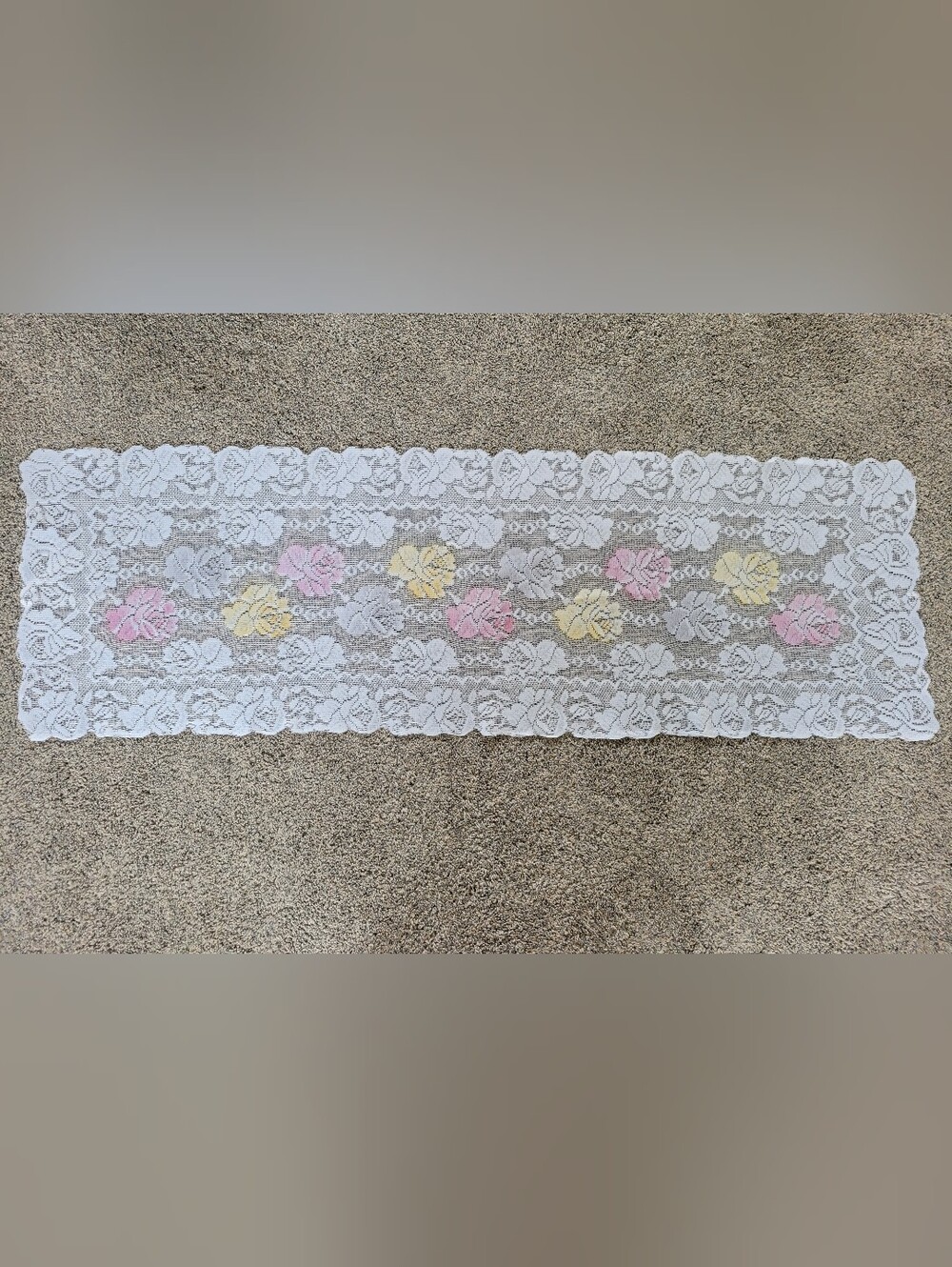 White Lace Table Runner with Floral Pattern